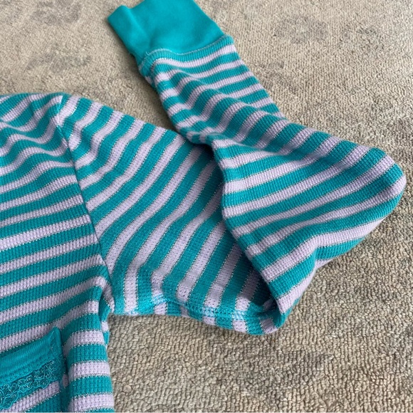 Victoria’s Secret Thermal Pajama Set Pants Henley Top Striped Metallic Small - Picture 2 of 15